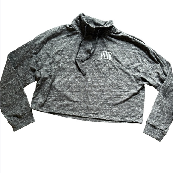 Victoria’s Secret PINK Gray Quarter Zip Pullover Sweatshirt M - Picture 1 of 5